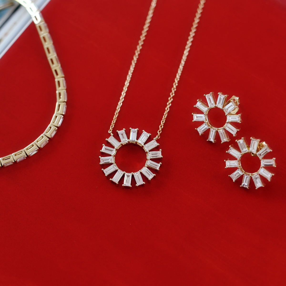 Diamond Baguette Color Wheel Studs